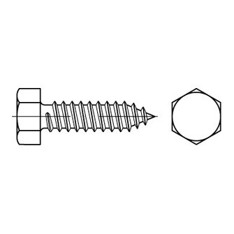 Sechskant-Blechschrauben mit Spitze DIN 7976 / ISO 1479 Form C A2 6,3 x 45